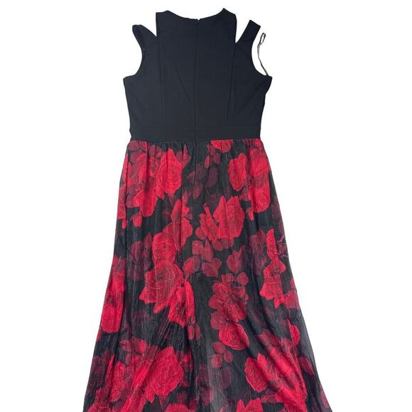 Women’s Alexa B Nites Black Cold Shoulder Jumpsuit w/Sheer Rose Skirt Sz 14 - Picture 5 of 5